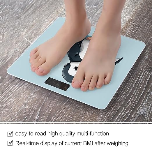 Cute Penguin Bathroom Scale for Body Weight Bathroom Digital Electronic Weighing Scale with Back Lit LED Display Sturdy Tempered Glass Weight Watchers Scales 400lb