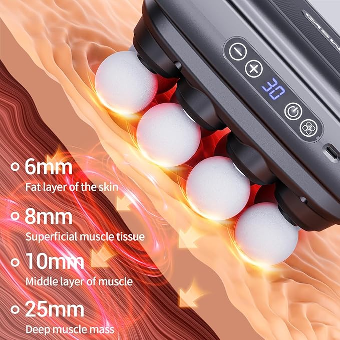 8-Head Massage Gun Electric Deep Tissue Body Massager Professional Muscle Massager Tool for Easing Shoulder Back Neck Legs 30 Adjustable Speeds Massage Gifts for Women Men (8 Heads)