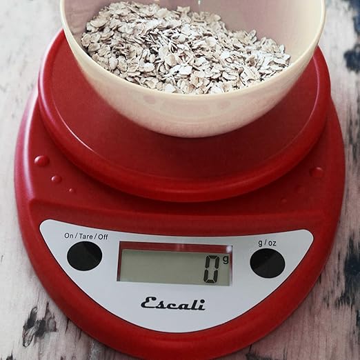 Escali Primo Digital Food Scale Multi-Functional Kitchen Scale and Baking Scale for Precise Weight Measuring and Portion Control 8.5 x 6 x 1.5 inches Warm Red