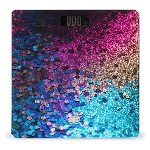 Glitter Sequin Spot Digital Bathroom Scale for Body Weight Weighing Scale with Backlit LCD Display High Precision Measurements &amp Measures Weight Up to 180kg