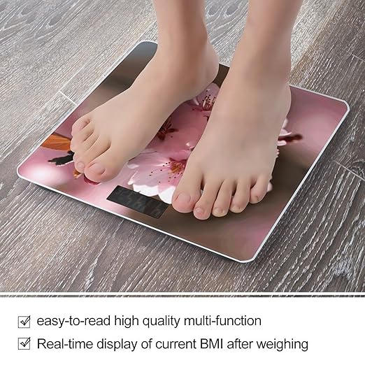 Cherry Blossom Smart Scale for Body Weight Accurate Bathroom Scale with LED Display Digital Weight Scales Weighing Machine High Precision Scales for Bath Home