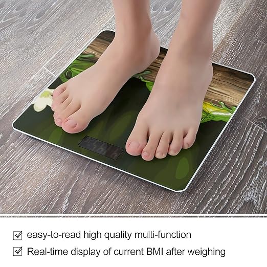 Two Green Frogs Scale for Body Weight Anti-Slip Digital Bathroom Scale Sturdy Toughened Glass Weighing Scales High Precision Safe Rounded Corners Smart Scales