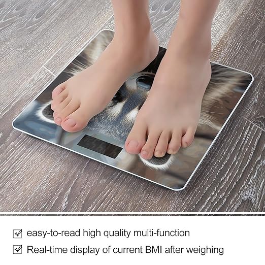 Little Raccoon Face Smart Scale for Body Weight Accurate Bathroom Scale with LED Display Digital Weight Scales Weighing Machine High Precision Scales for Bath Home