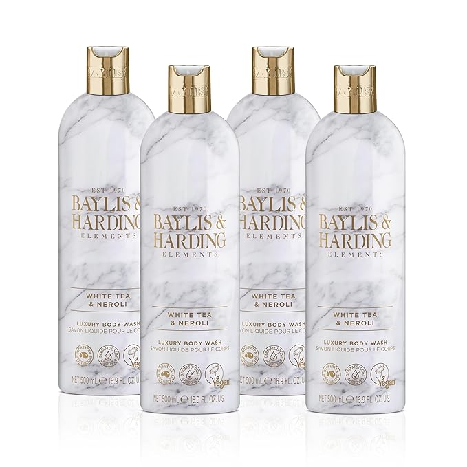 Baylis &amp Harding Liquid Body Wash Soap Elements White Tea &amp Neroli 16.9oz/500ml (4-Pack)
