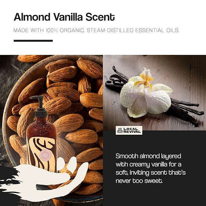 Tallow and Honey Body Wash - Almond Vanilla - Beef Tallow with Honey Olive Oil Shea Butter and Jojoba Oil - Moisturizing Body Wash for Men and Women 16oz