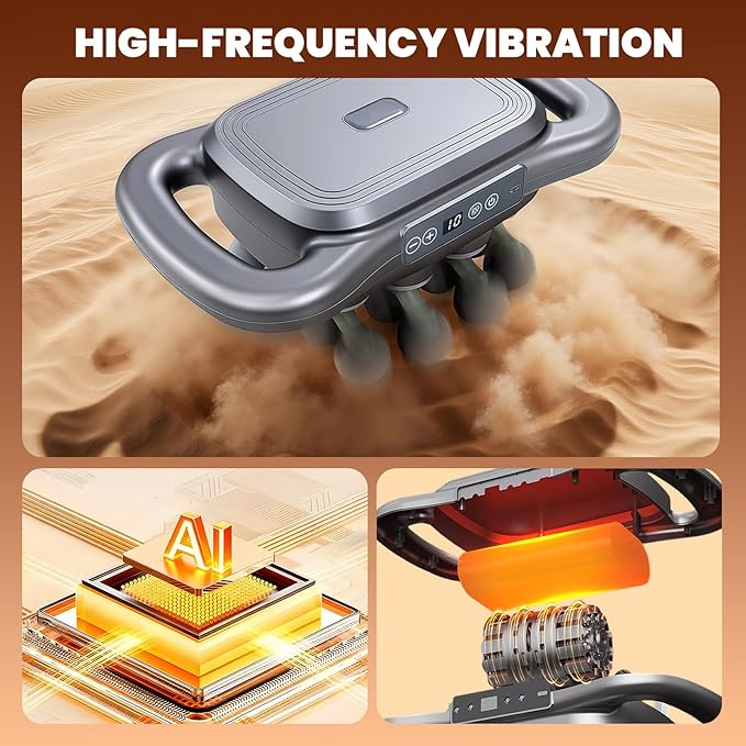 16 Head Massage Gun for Athletes Deep Tissue Percussion Massager with 9 Modes &amp Levels - Portable Muscle Pain Relief for Back Neck Shoulders Legs &amp Full Body