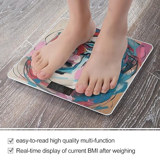 Abstract Female Face Smart Scale for Body Weight Accurate Bathroom Scale with LED Display Digital Weight Scales Weighing Machine High Precision Scales for Bath Home