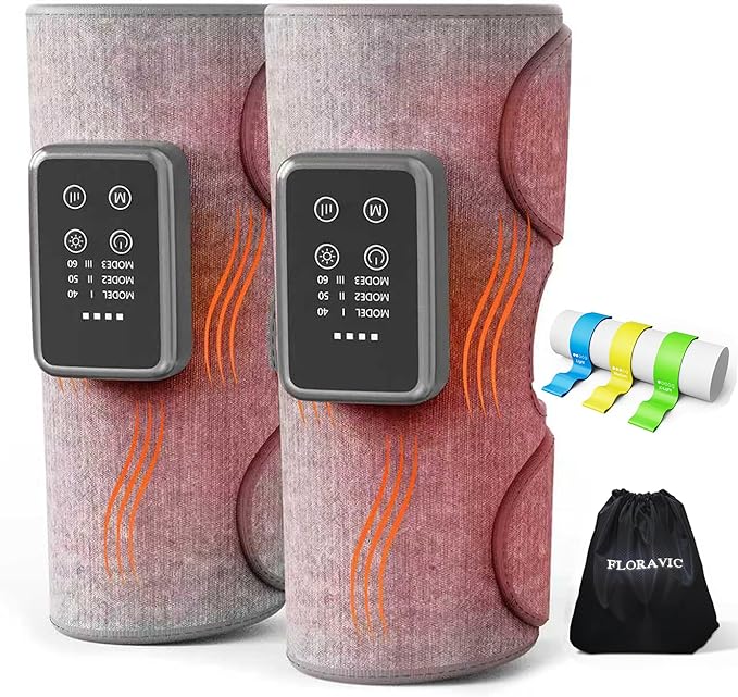 Cordless Leg Compression Massager with Heat for Daily Pain &amp Comfort Use Calf Massager with Adjustable Wraps 3 Modes &amp 3 Intensities Relaxation Gifts for Women Men Athletes &amp Seniors