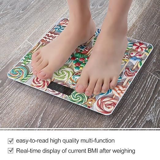 Christmas Candy Scale for Body Weight Highly Accurate Digital Bathroom Body Scale Digital Bathroom Scales for People Anti-Slip Large LCD Display Smart Scales