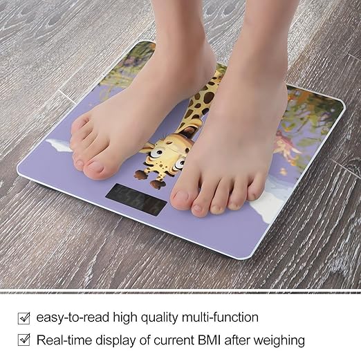 Happy Giraffe Weight Scale Digital Electronic Scales Bathroom Scale Larg LCD Backlight Display High Precision MeasurementsTempered Glass