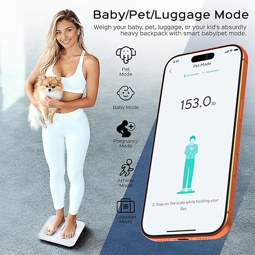 Wyze Smart Scale X Butterfly - Bathroom Scale for Body Weight BMI Body Fat Muscle Mass Accurate Bluetooth Digital Scale for Body Composition Analyzer | Sync Health Apps | ITO Glass 400 lbs White