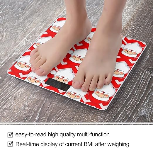Men's Smart Scale for Body Weight Digital Bathroom Weighing Scale Automatic Switch Energy Saving Scale Christmas Santa Claus Red