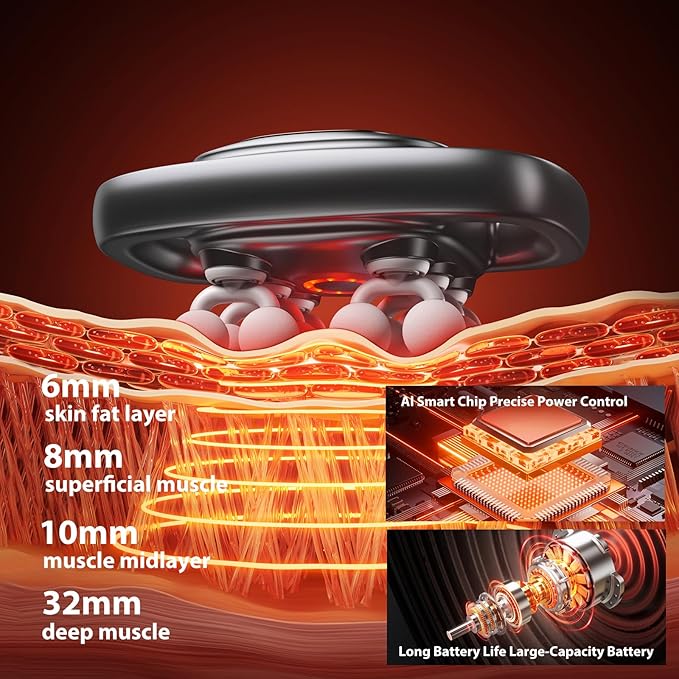 12-Head Massage Gun 3 Modes 30 Levels Of Intensity Electric Deep Tissue Massager Relieves Muscle Pain All Over The Body 4k Smart Display Suitable For Lazy People The Elderly And Office Workers