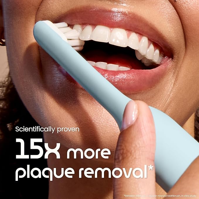 Quip Ultra Lite Sonic Electric Toothbrush Slim Lightweight Design 3 Brushing Modes 15X More Plaque Removal Pressure Sensor &amp 30-Day Battery Meadow
