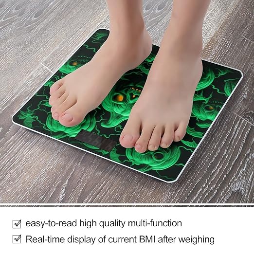 Green Ghost Horror Halloween Pumpkin Bathroom Scale for Body Weight Bathroom Weighing Scale with Backlit LCD Display Highly Accurate Measures Weight Up to 180kg