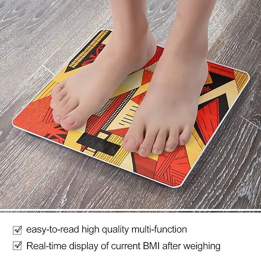 African Style Prints Scale for Body Weight Accurate Digital Bathroom Scale Toughened Glass High Precision Scales Smart Weight Scales with Large LCD Backlight Display Weighing Machine