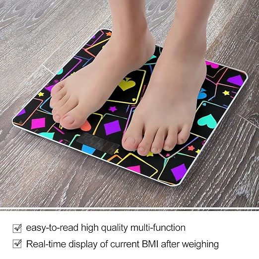 Energy Saving Scale Bathroom Weighing Scale Smart Scale for Body Weight Digital Trippy Neon Magic Playing Card