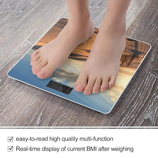 Sand Dunes Digital Bathroom Scale for Body Weight with High Precision Digital Weighing Scale with BMI Clear LCD Display and Step-On Measures Weight Up to 180kg