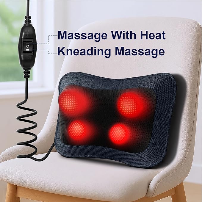 Mo Cuishle Electric Shiatsu Back Massager with Heat - Powerful 3D Kneading for Neck Shoulder Lower Back Pain Relief - Ergonomic Design for Home Office &amp Car - Gifts for Women Men Mom &amp D