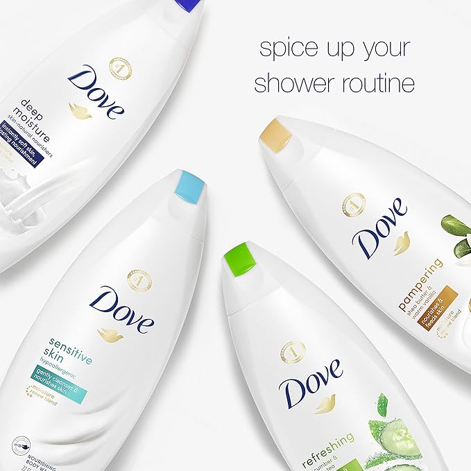 Dove Mixed Body Wash Pack with Skin Natural Nourishers for Instantly Soft Skin and Lasting Nourishment Cleanser That Effectively Washes Away Bacteria While Nourishing Your Skin 4 Count