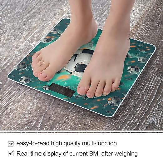 Soccer Digital Bathroom Scale for Body Weight Weighing Scale with Backlit LCD Display High Precision Measurements &amp Measures Weight Up to 180kg
