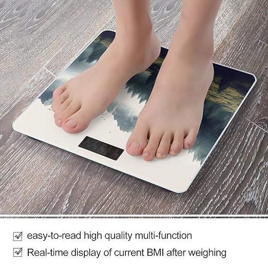 Landscape Mountain Smart Scale for Body Weight Accurate Bathroom Scale with LED Display Digital Weight Scales Weighing Machine High Precision Scales for Bath Home