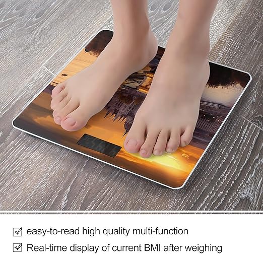 Sunset in Budapest Bathroom Scale Rounded Smart Scale for Body Weight Automatic Power On/Off Weight Scales Accurate Bathroom Digital Scales for Pet Home Bedroom Kitchen