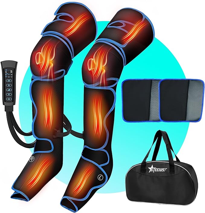 Leg Massager Air Compression Massager with 3 Level Full Leg Heat 6 Modes &amp 3 Intensities for Foot Calf Knee＆Thigh and Muscles Relaxation