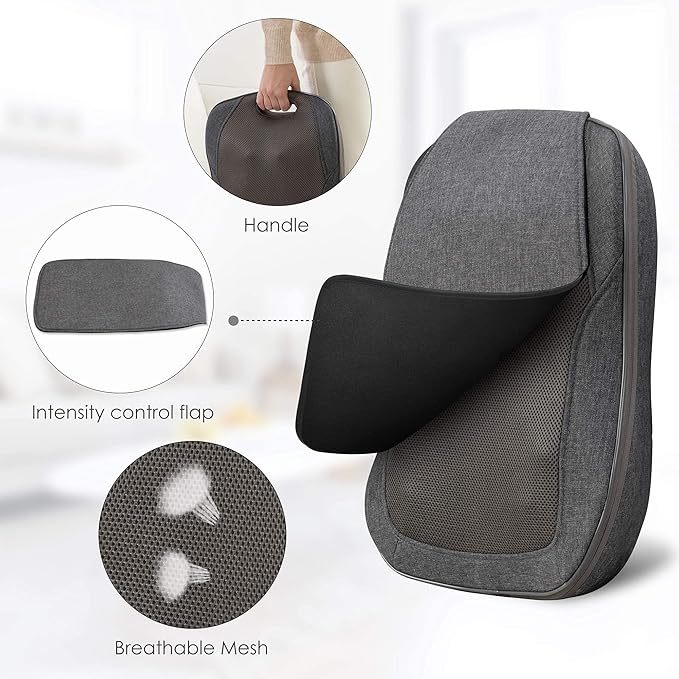 CooCoCo 14×19 Shiatsu Back Massager with Heat Birthday Gifts for Dad Mom Women Men Husband Portable Massage Chair Pad Kneading Massage Tools for Pain Relief Chair Massager for Office Home