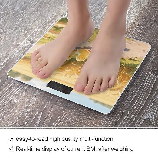 Cute Duck Weight Scale Cute Bathroom Scale for Body Highly Accurate Digital Weighing Machine for People Compact LCD Display Scales with Sturdy Toughened Glass Scales