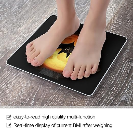 Halloween Bat Weight Scale Digital Electronic Scales Bathroom Scale Larg LCD Backlight Display High Precisio MeasurementsTempered Glass