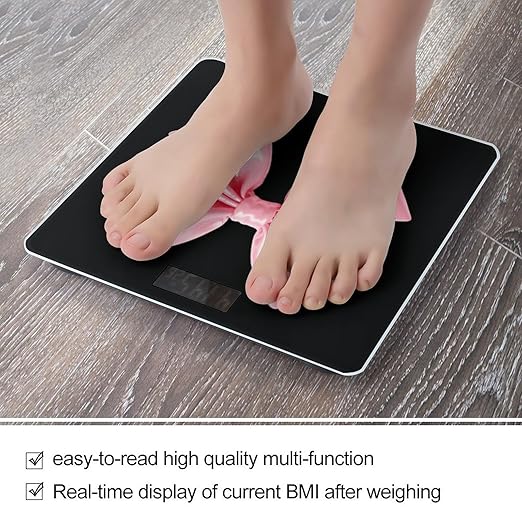 Pink Bow Scale for Body Weight Sturdy Tempered Glass Weighing Scales with LCD Display Accurate Digital Bathroom Scale Convenient Body Fat Smart Scales Easy Read