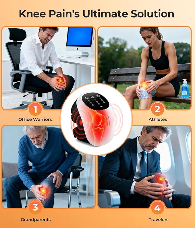 World's First 360° Knee Massager with 1-Second Heat - Cordless Red Light Therapy for Joint Comfort 3 Intensity Levels Perfect for Athletes Seniors &amp Active Adults