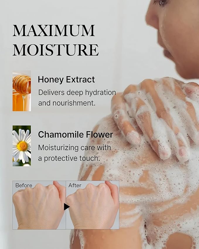 Walnut Creek Green Body Wash - Korean Body Care for Cleansing &amp Moisturizing - Hydrating Body Care Formula with Forest Bergamot Scent Honey Propolis &amp Chamomile - 10.82 fl.oz