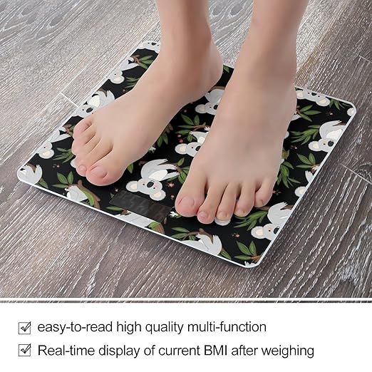 Energy Saving Scale Bathroom Weighing Scale Smart Scale for Body Weight Digital Leaves Flowers Cartoon Koala