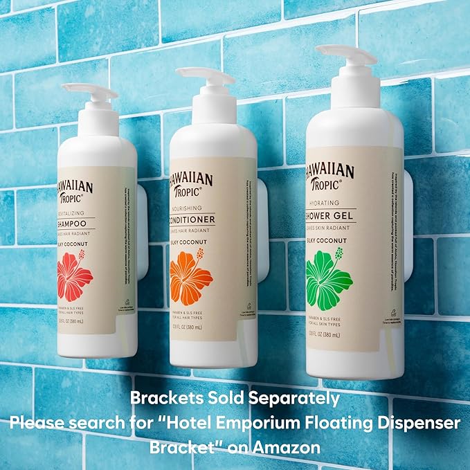 Hawaiian Tropic Hydrating Shower Gel Body Wash 5 Pack 380ml Bottle Silky Coconut Scent SLS Free Paraben Free Hotel Bathroom Amenities Bulk Size Air Bnb Guest Bathroom Essentials Airbnb