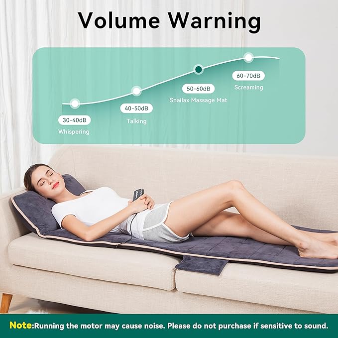 Snailax Memory Foam Massage Mat with Heat 10 Vibrating Motors Full Body Massager Pad for Back Pain Relief 6 Heating Pads for Neck Lumbar and Leg - Gifts for Mom