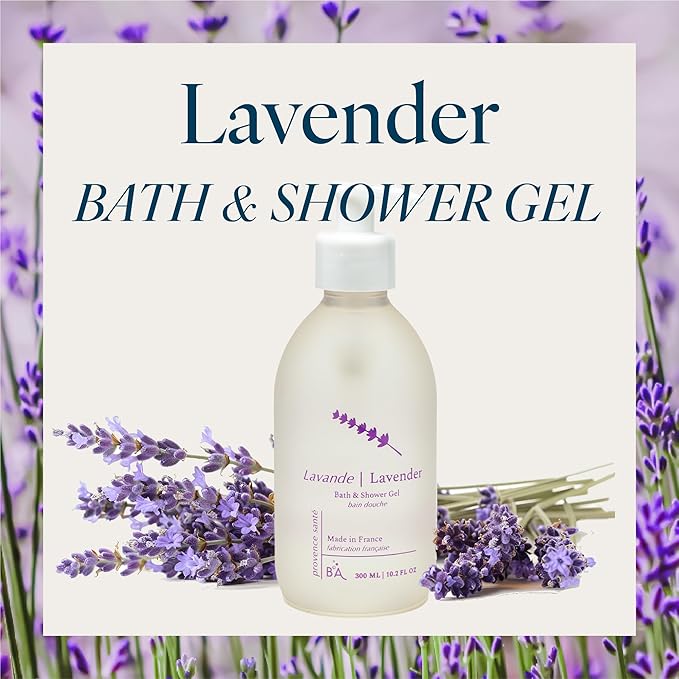 Provence Sante Cleansing Bath &amp Shower Gel - Moisturizing Almond Oil Body Wash for Dry Skin - Nourishing Calming Lavender Scent - Made in France - 10.2 Oz