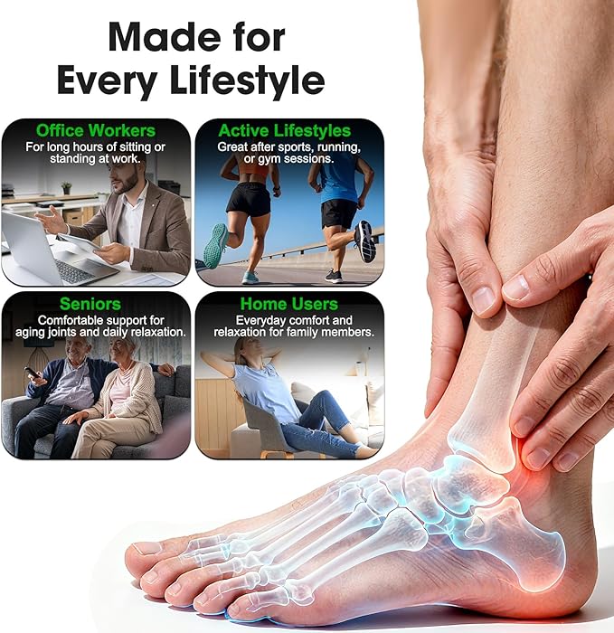 DeMoce Cordless Ankle Massager for Pain Relief Ankle Heating Pad with Massage Foot and Ankle Massager Foot Massager with Heat 6 Heat Levels 3 Vibration Modes Single One Black