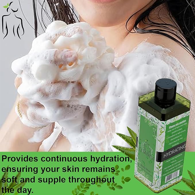 Plant-Based Body Wash with Mesh Sponge - Hydrating Sulfate &amp Paraben Free 10oz (Ralera)