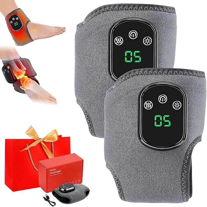 2026 Upgraded Triple Method Massager Portable Foot Massager for Neuropathy Customizable Massage Wireless &amp Portable Heated Ankle Wrap with 3 Vibration Mode (2PC)