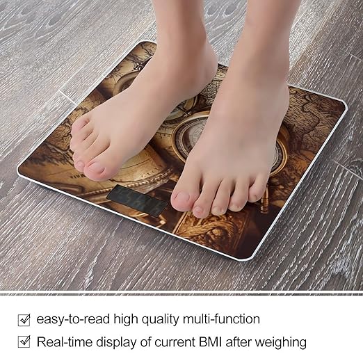 Compass and Old World Map Scale for Body Weight Digital Bathroom Scale Accurate Smart Weight Scales with Large Display Weighing Machine High Precision Scales