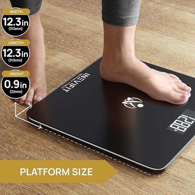INEVIFIT Bathroom Scale &amp Digital Kitchen Scale Fitness Bundle Complete Body Composition and Nutrition Tracking Solution with Batteries Included