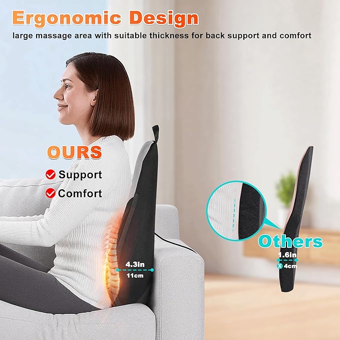 Back Massager for Pain Relief Deep Tissue Rolling Up and Down Shiatsu Back and Neck Massager with Heat 4D Kneading and Car Adapter for Home Office and Car use Gifts for Men and Women