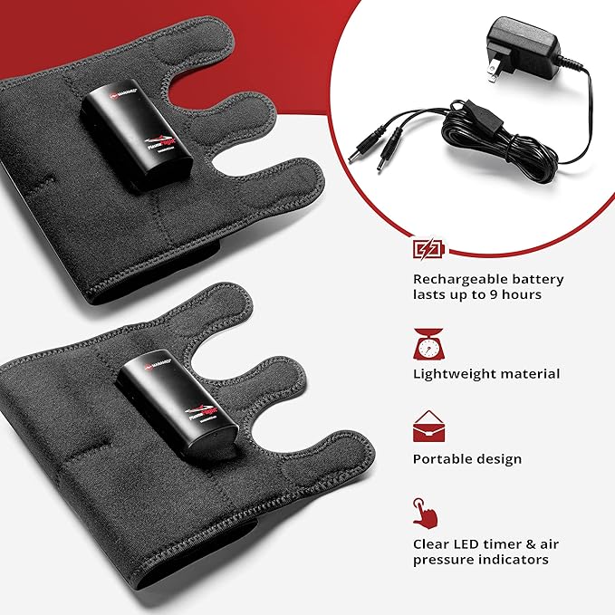 ManaMed PlasmaFlight Calf Muscle &amp Leg Massager for Pain Relief &amp Circulation | Approved Kneading Air Massage Leg Sleeve Compression Wrap | Portable Professional SCD Machine for Legs with 2 Mo