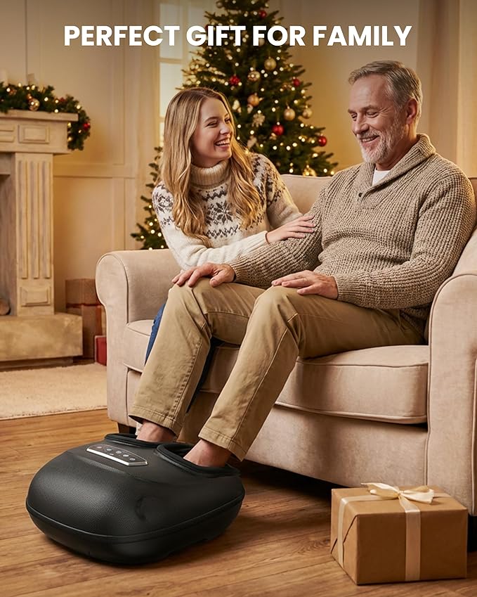CILI 2026 Upgraded 4-in-1 Heated Foot Massager with Shiatsu Compression &amp Vibration Feet Massager Machine with Independent Controls Remote Control Deep Kneading Fits Big Feet 14 Men Women Gi