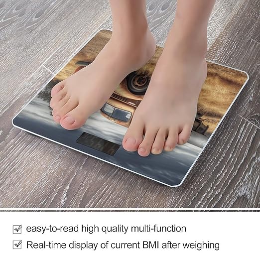 Old Truck Car Bathroom Scale Large LCD Backlight Display Digital Scale Rounded Corners Body Scales Automatic Power On/Off Bathroom Scales for Home Bedrooms