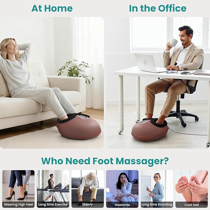 Nekteck Shiatsu Foot Massager with Heat 2026 Upgraded Air Compression Electric Heated Feet Massage for Neuropathy Plantar Fasciitis Deep Kneading Therapy Improve Blood Circulation Size Up to US 13