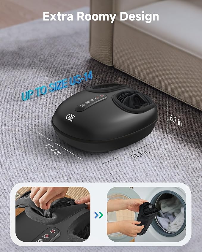 CILI Shiatsu Foot Massager with Heat and Compression Kneading RollingElectric Feet Massager for Plantar Fasciitis Neuropathy Feet Heater Foot Warmer for Women Size Up to 14