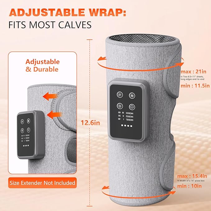 Cordless Leg Compression Massager with Heat for Daily Pain &amp Comfort Use Calf Massager with Adjustable Wraps 3 Modes &amp 3 Intensities Relaxation Gifts for Women Men Athletes &amp Seniors